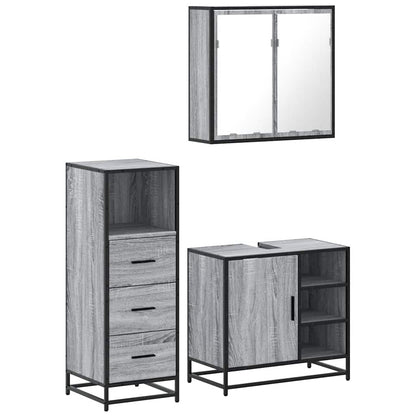 3 Piece Bathroom Furniture Set Grey Sonoma Engineered Wood