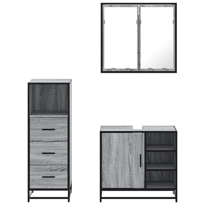 3 Piece Bathroom Furniture Set Grey Sonoma Engineered Wood