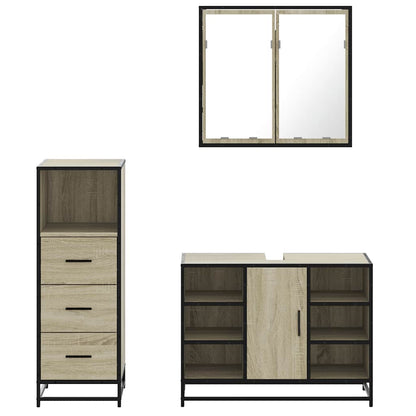 3 Piece Bathroom Furniture Set Sonoma Oak Engineered Wood