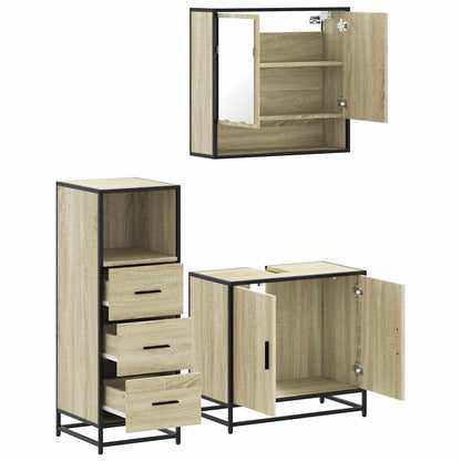 3 Piece Bathroom Furniture Set Sonoma Oak Engineered Wood