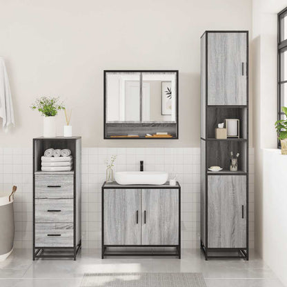 3 Piece Bathroom Furniture Set Grey Sonoma Engineered Wood