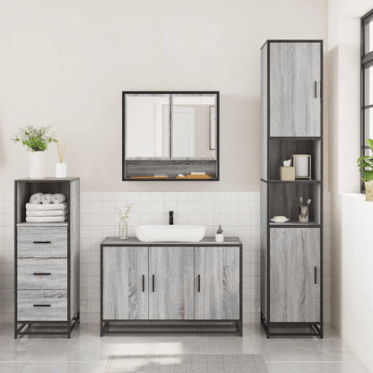 3 Piece Bathroom Furniture Set Grey Sonoma Engineered Wood