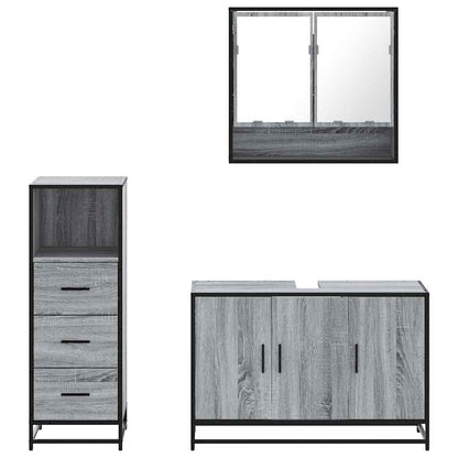 3 Piece Bathroom Furniture Set Grey Sonoma Engineered Wood