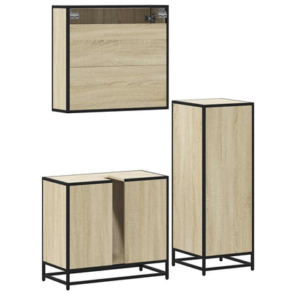 3 Piece Bathroom Furniture Set Sonoma Oak Engineered Wood