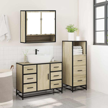 3 Piece Bathroom Furniture Set Sonoma Oak Engineered Wood