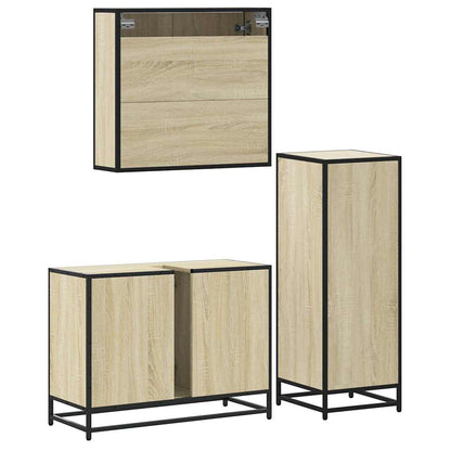 3 Piece Bathroom Furniture Set Sonoma Oak Engineered Wood