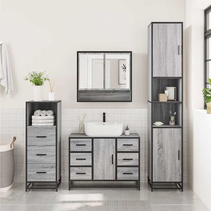 3 Piece Bathroom Furniture Set Grey Sonoma Engineered Wood