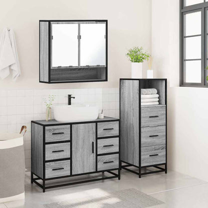 3 Piece Bathroom Furniture Set Grey Sonoma Engineered Wood