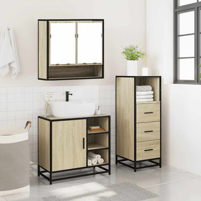 3 Piece Bathroom Furniture Set Sonoma Oak Engineered Wood