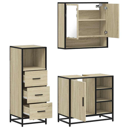 3 Piece Bathroom Furniture Set Sonoma Oak Engineered Wood