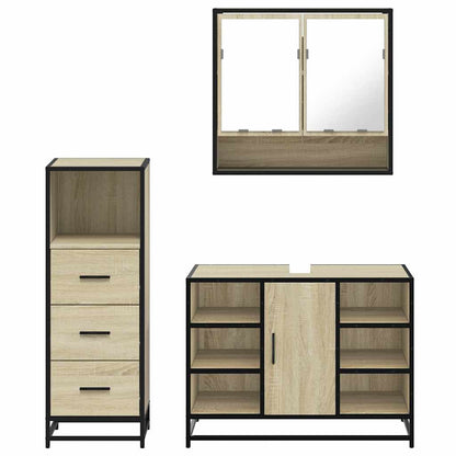 3 Piece Bathroom Furniture Set Sonoma Oak Engineered Wood