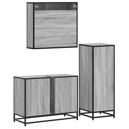 3 Piece Bathroom Furniture Set Grey Sonoma Engineered Wood