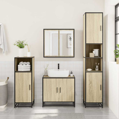 3 Piece Bathroom Furniture Set Sonoma Oak Engineered Wood