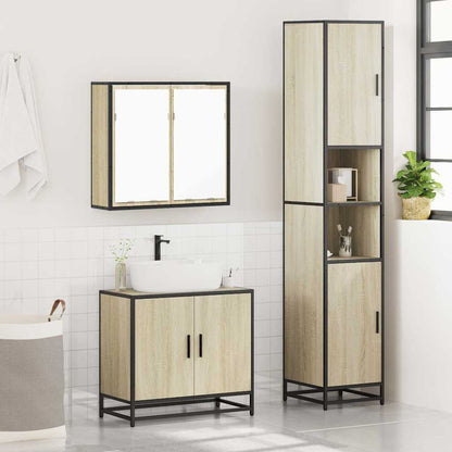 3 Piece Bathroom Furniture Set Sonoma Oak Engineered Wood