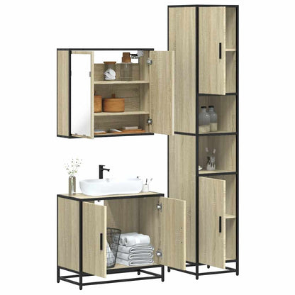 3 Piece Bathroom Furniture Set Sonoma Oak Engineered Wood