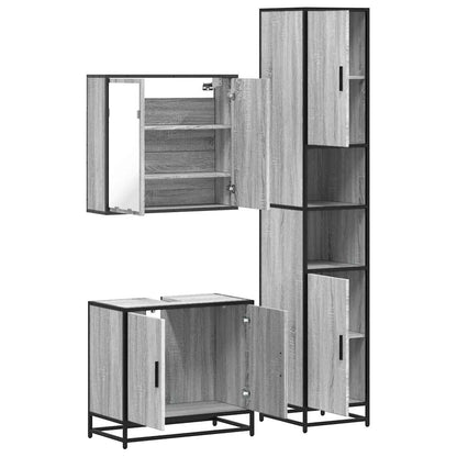 3 Piece Bathroom Furniture Set Grey Sonoma Engineered Wood