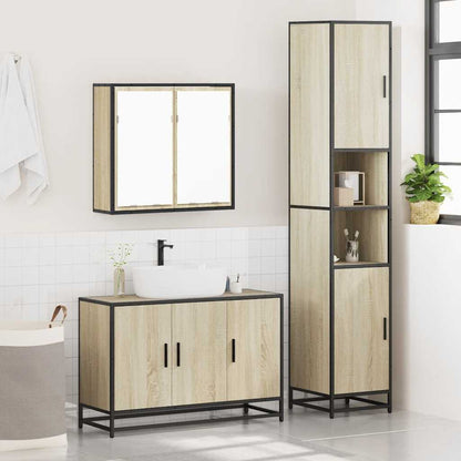 3 Piece Bathroom Furniture Set Sonoma Oak Engineered Wood