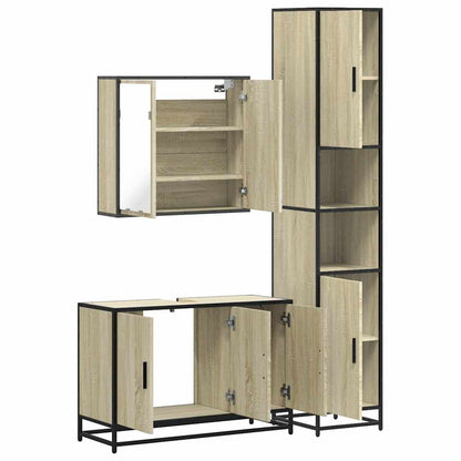 3 Piece Bathroom Furniture Set Sonoma Oak Engineered Wood