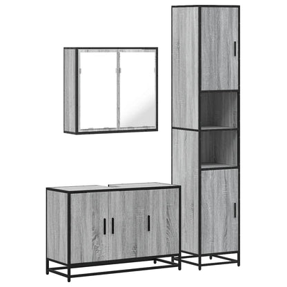 3 Piece Bathroom Furniture Set Grey Sonoma Engineered Wood