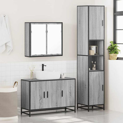 3 Piece Bathroom Furniture Set Grey Sonoma Engineered Wood