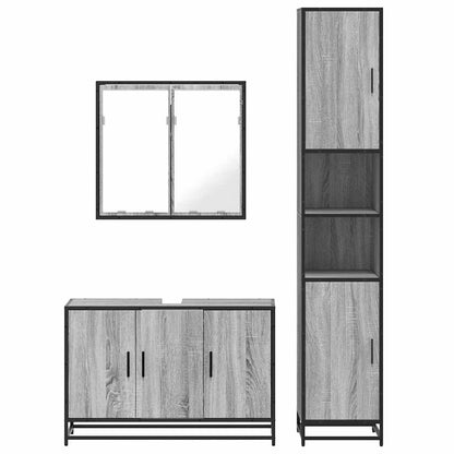 3 Piece Bathroom Furniture Set Grey Sonoma Engineered Wood