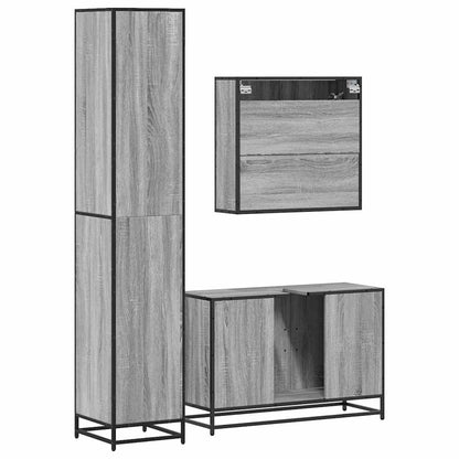 3 Piece Bathroom Furniture Set Grey Sonoma Engineered Wood