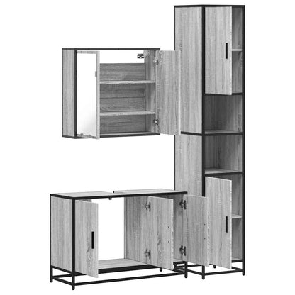 3 Piece Bathroom Furniture Set Grey Sonoma Engineered Wood