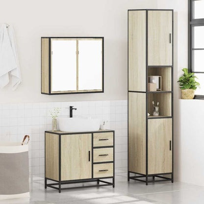 3 Piece Bathroom Furniture Set Sonoma Oak Engineered Wood