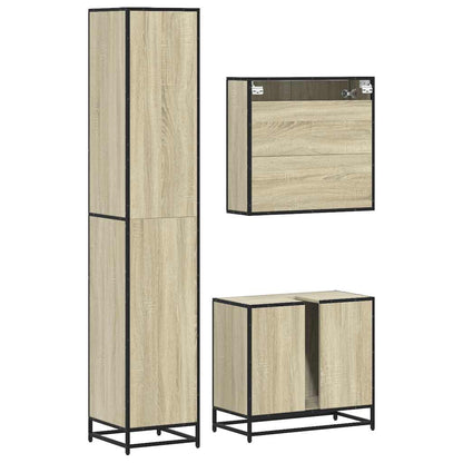 3 Piece Bathroom Furniture Set Sonoma Oak Engineered Wood