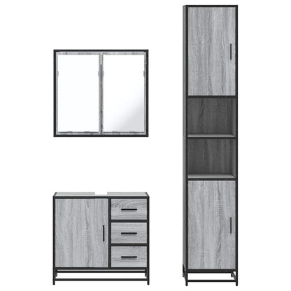 3 Piece Bathroom Furniture Set Grey Sonoma Engineered Wood