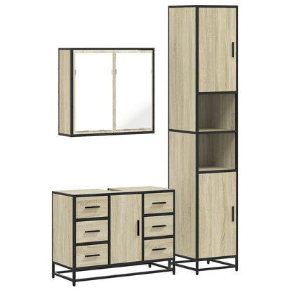 3 Piece Bathroom Furniture Set Sonoma Oak Engineered Wood