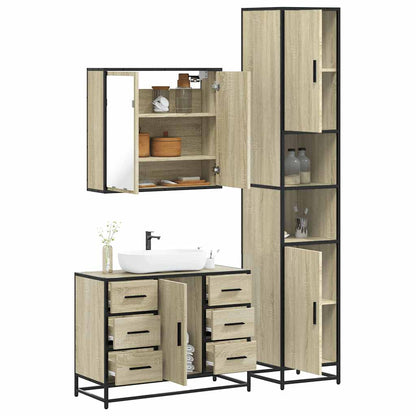 3 Piece Bathroom Furniture Set Sonoma Oak Engineered Wood