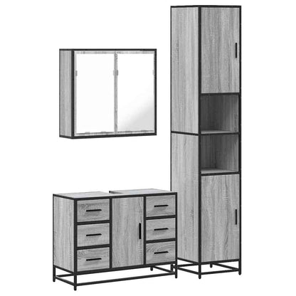 3 Piece Bathroom Furniture Set Grey Sonoma Engineered Wood