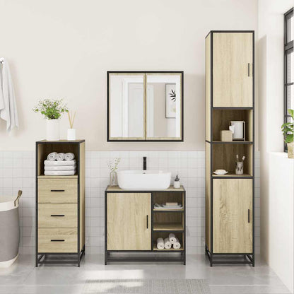 3 Piece Bathroom Furniture Set Sonoma Oak Engineered Wood