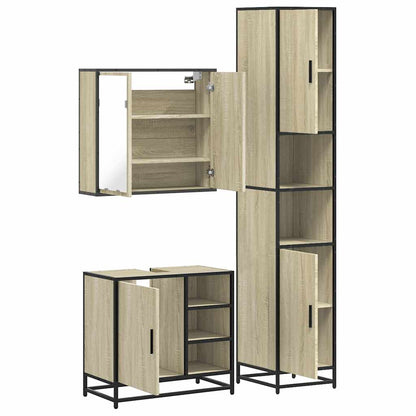 3 Piece Bathroom Furniture Set Sonoma Oak Engineered Wood