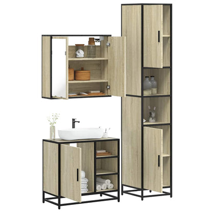 3 Piece Bathroom Furniture Set Sonoma Oak Engineered Wood