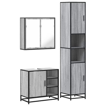 3 Piece Bathroom Furniture Set Grey Sonoma Engineered Wood