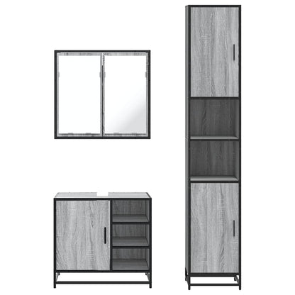 3 Piece Bathroom Furniture Set Grey Sonoma Engineered Wood