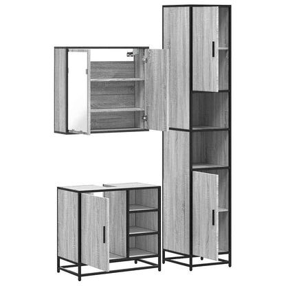 3 Piece Bathroom Furniture Set Grey Sonoma Engineered Wood