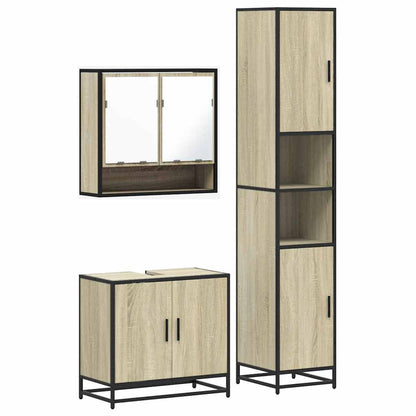 3 Piece Bathroom Furniture Set Sonoma Oak Engineered Wood