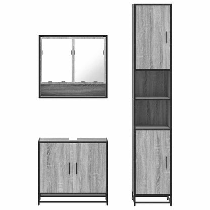 3 Piece Bathroom Furniture Set Grey Sonoma Engineered Wood