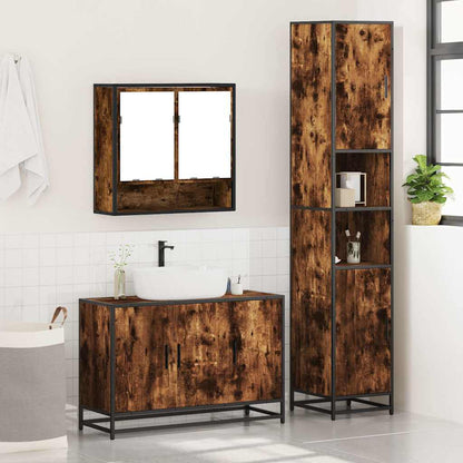 3 Piece Bathroom Furniture Set Smoked Oak Engineered Wood