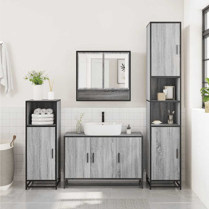 3 Piece Bathroom Furniture Set Grey Sonoma Engineered Wood