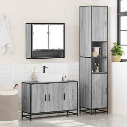 3 Piece Bathroom Furniture Set Grey Sonoma Engineered Wood