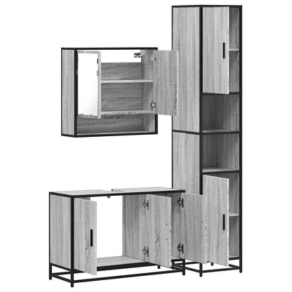 3 Piece Bathroom Furniture Set Grey Sonoma Engineered Wood