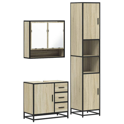 3 Piece Bathroom Furniture Set Sonoma Oak Engineered Wood