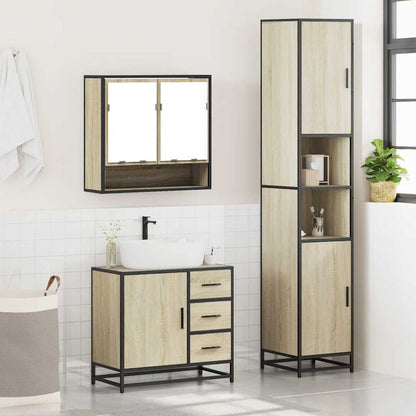 3 Piece Bathroom Furniture Set Sonoma Oak Engineered Wood