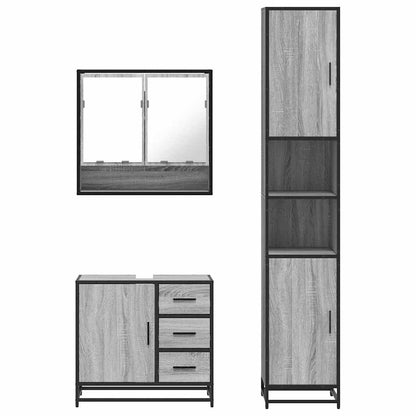 3 Piece Bathroom Furniture Set Grey Sonoma Engineered Wood