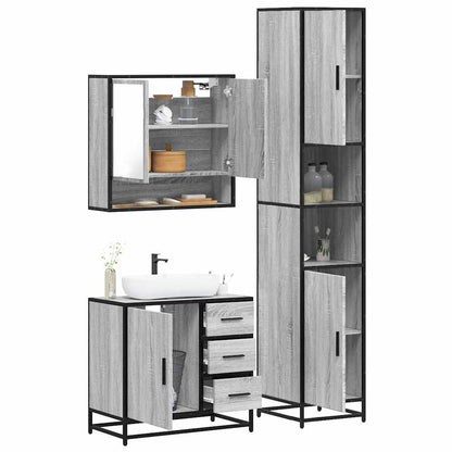 3 Piece Bathroom Furniture Set Grey Sonoma Engineered Wood