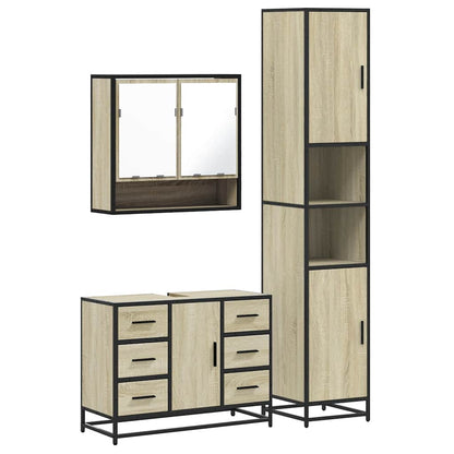 3 Piece Bathroom Furniture Set Sonoma Oak Engineered Wood